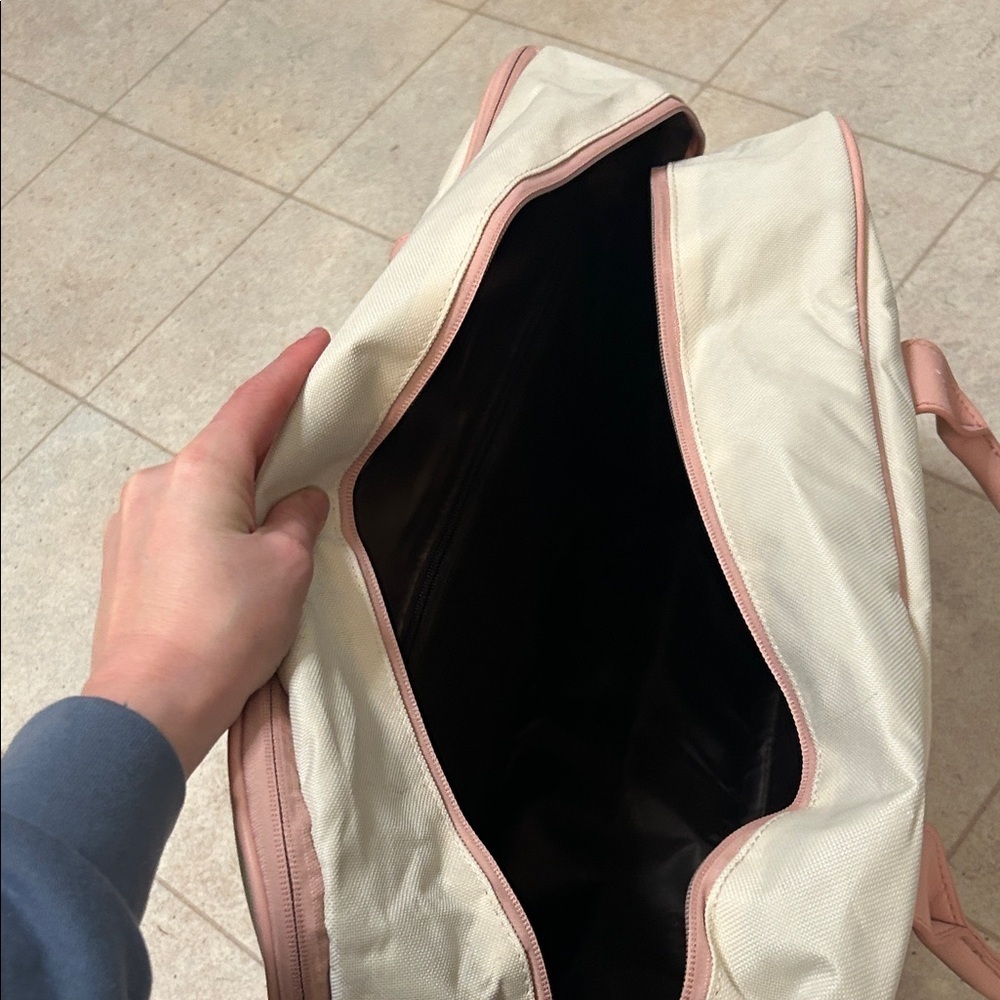 Women's Pink and Cream Travel Bag - Picture 3 of 3